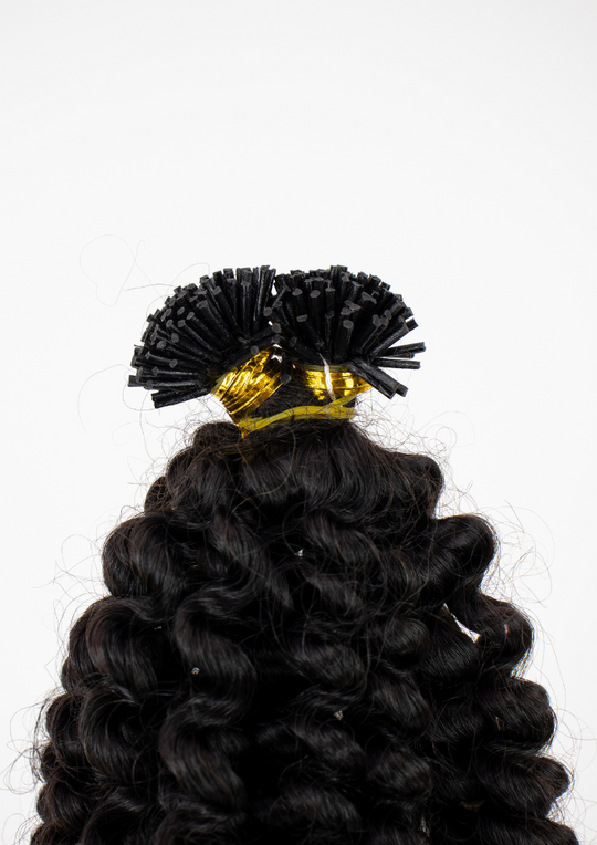 Deep Curly I tip Ebony 1B HouseofHairUK